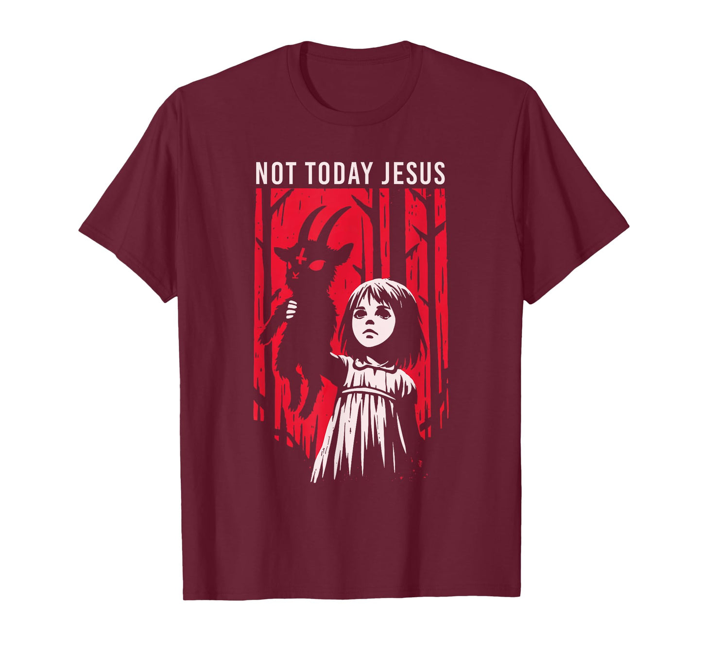 Not Today Jesus Satanic Goth Black Goat Demon 666 Alt Gothic T-Shirt