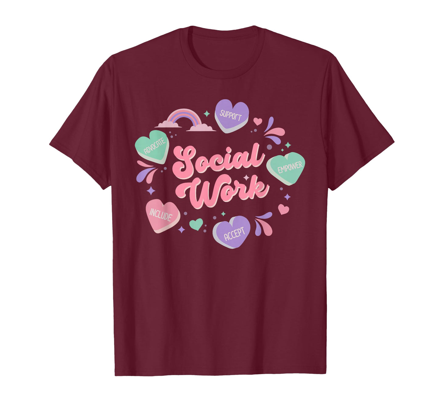 Social Work Candy Heart Valentines Day School Social Worker T-Shirt