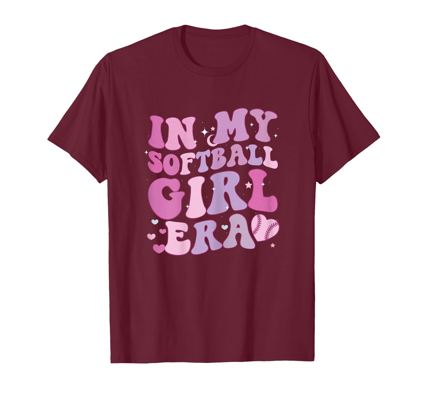 In My Softball Girl Era Funny Softball Girl Groovy Retro T-Shirt