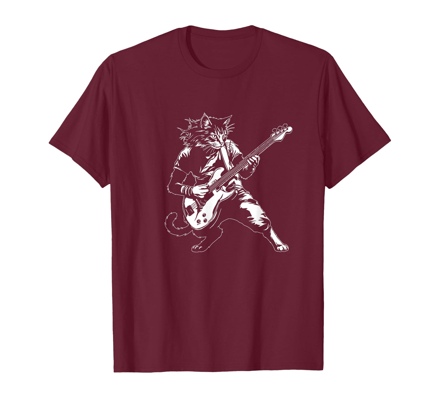 Funny Cat Playing Bass Guitar Rock Music Lover Musician T-Shirt