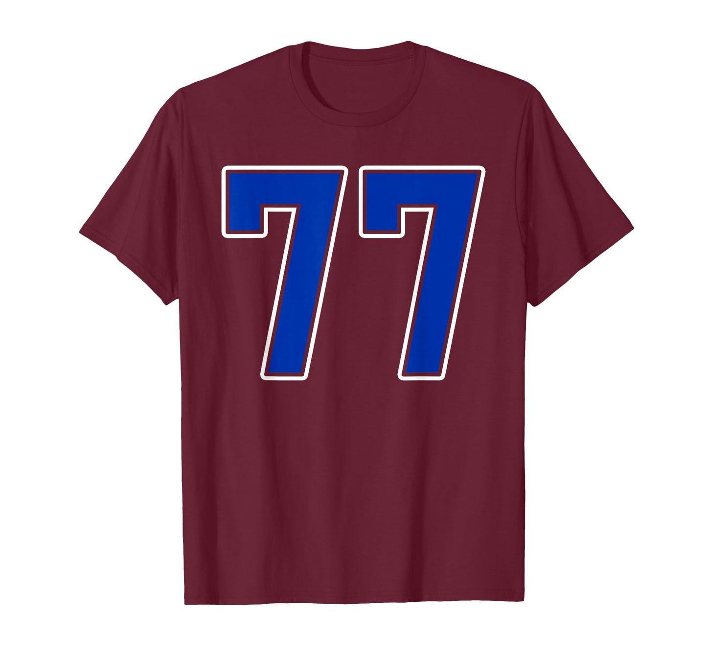 Royal Blue White Number 77 Jersey Player Uniform #77 T-Shirt