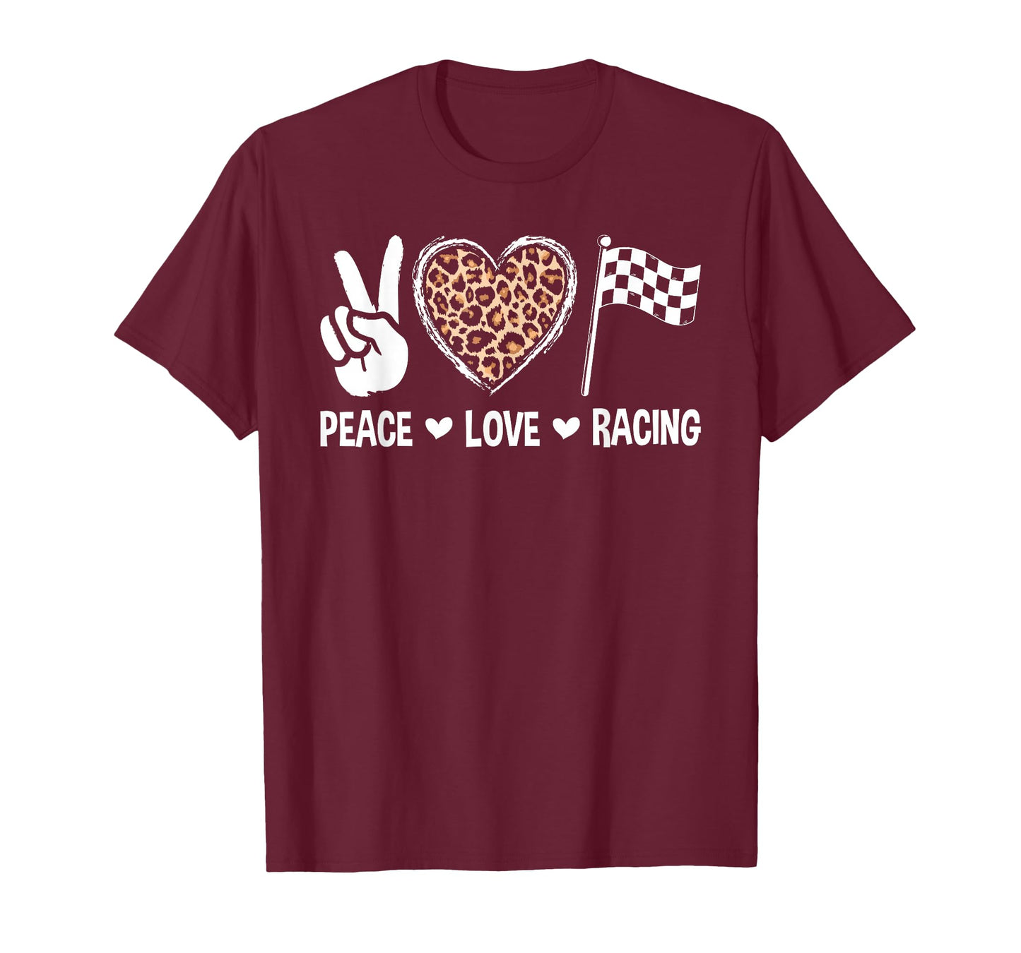 Women's Racing Design Kids Girls Peace Love Racing Race Flag T-Shirt