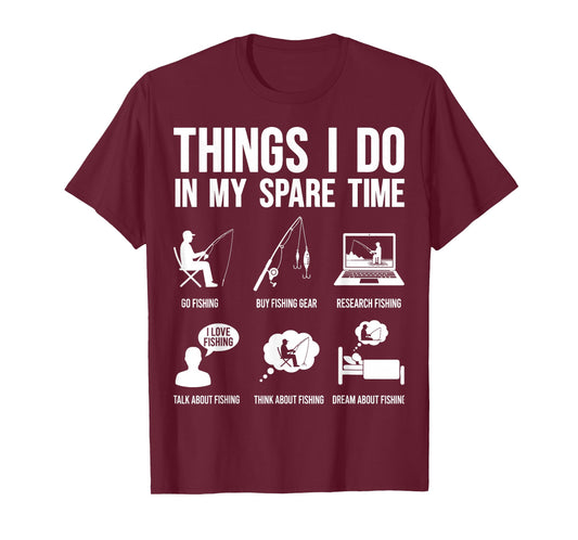 Things I Do in My Spare Time Fishing Fisherman Dad Men Fish T-Shirt