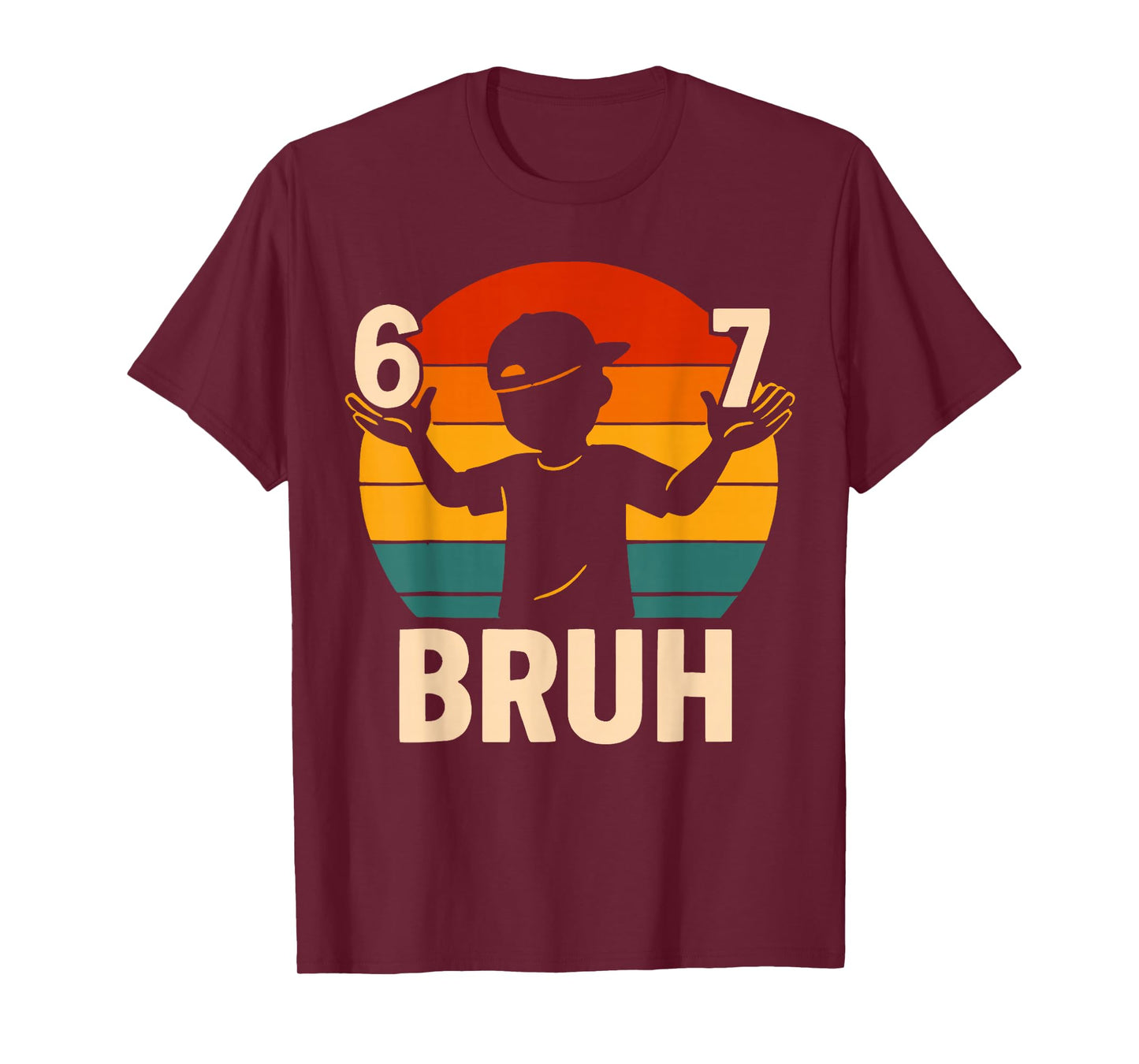 67 Bruh Retro Boy 6 7 Meme Kids Kindergarten Teen Funny 6-7 T-Shirt