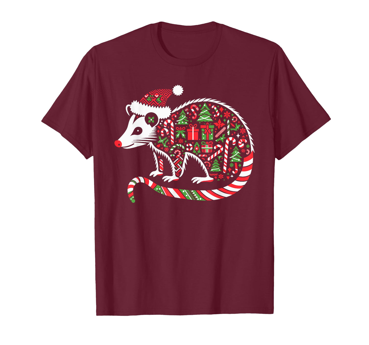 Christmas Tree Candy Possum Santa Christmas Womens Mens Kids T-Shirt