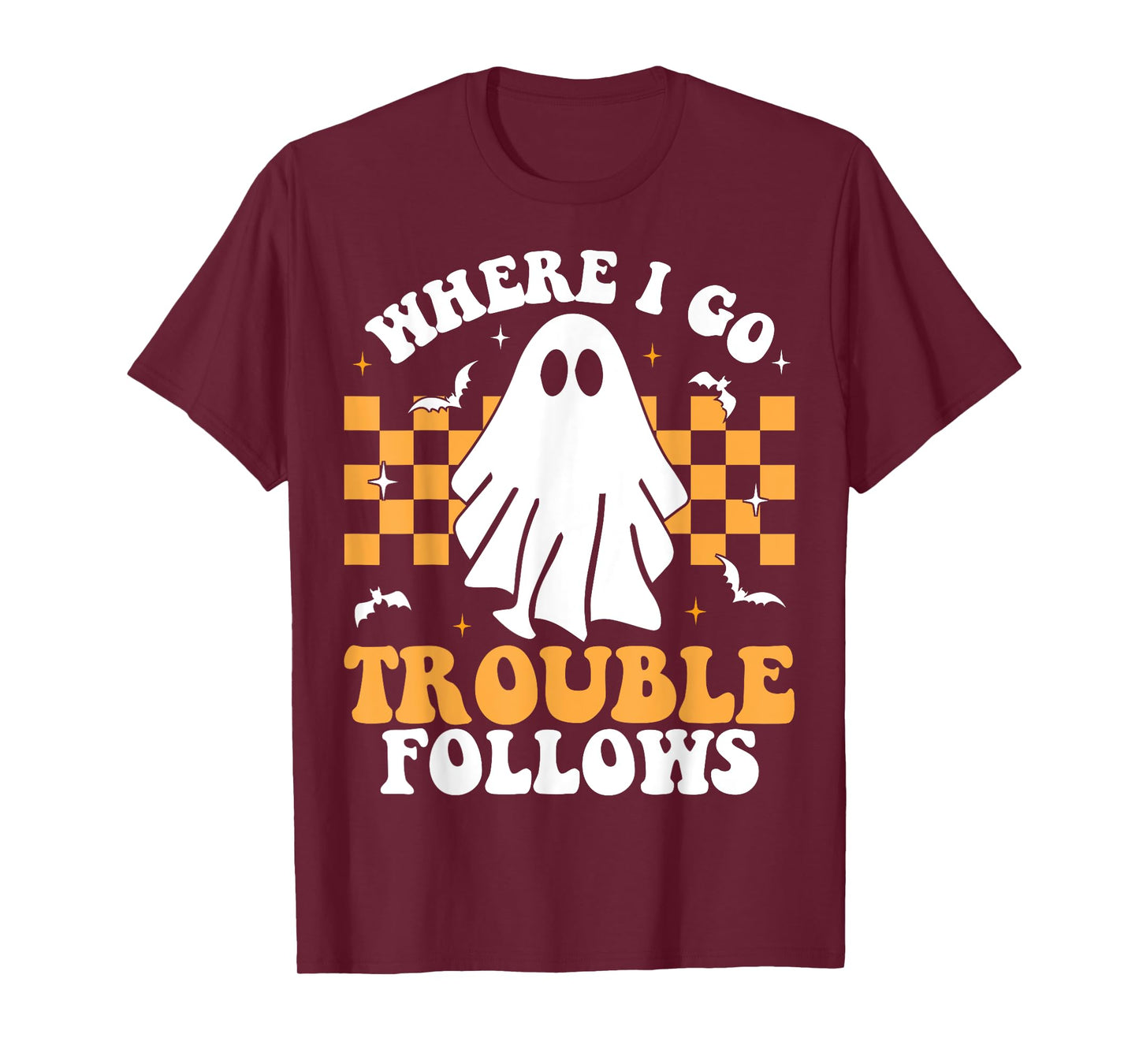 Where I Go Trouble Follows Matching Halloween Pajama Couples T-Shirt