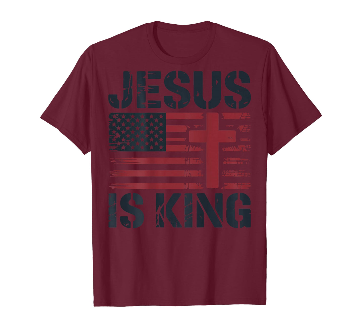 White Jesus is King American Flag Christian Patriotic Cross T-Shirt