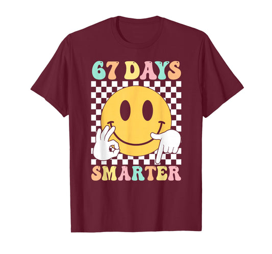 67 Days Smarter Teacher Kids Six Seven 6 7 Meme 100th Day T-Shirt