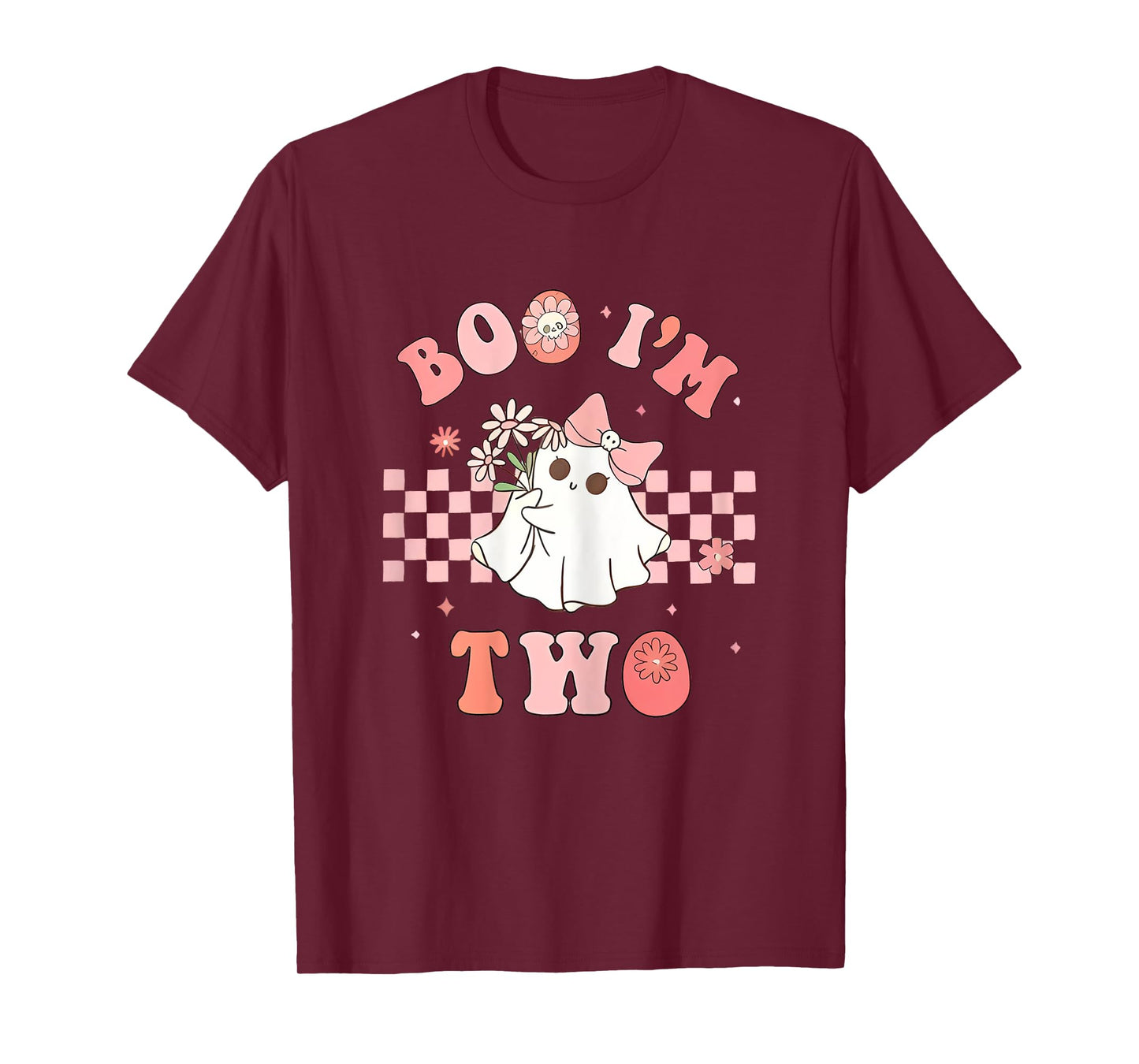 Boo I'm Two Ghost Pink Bow 2nd Birthday Halloween Girls T-Shirt