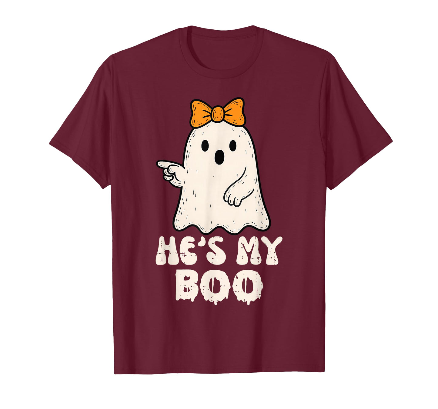 He's My Boo Couples Matching Halloween Costume Ghost Women T-Shirt