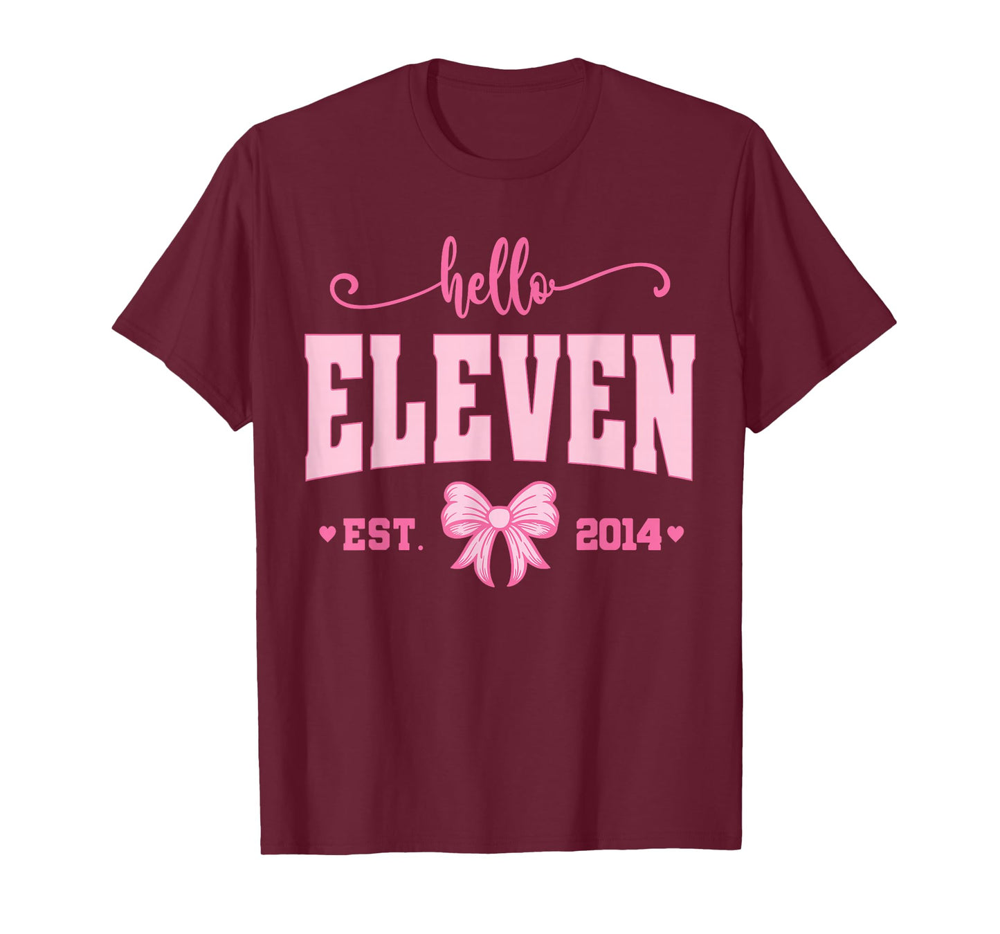 Hello Eleven Est 2014 Coquette Bow 11th Birthday Girl T-Shirt