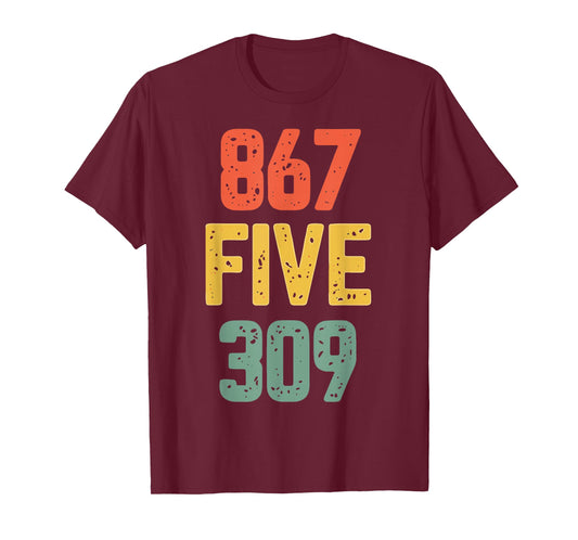 867 Five 309 Retro Music Number Funny 80s Throwback T-Shirt