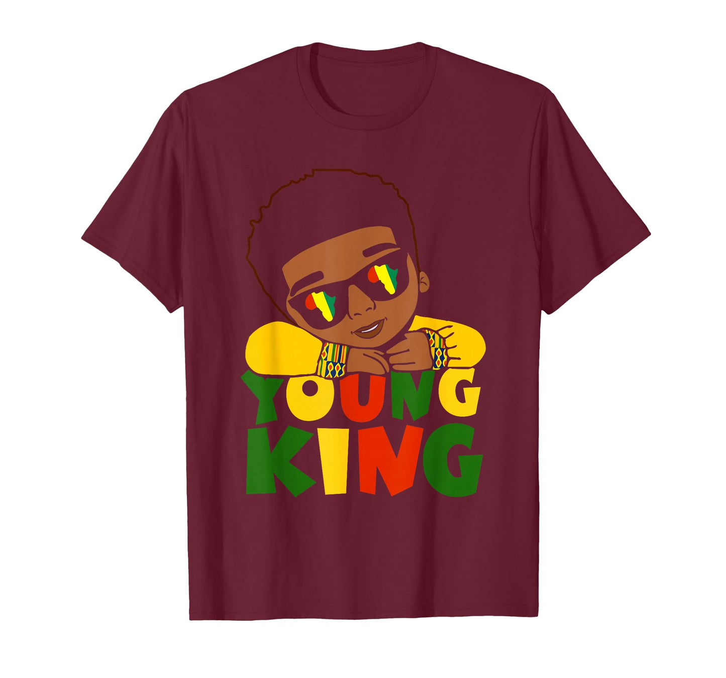 Black Young King Black History Month Kids Afro Boys Men T-Shirt