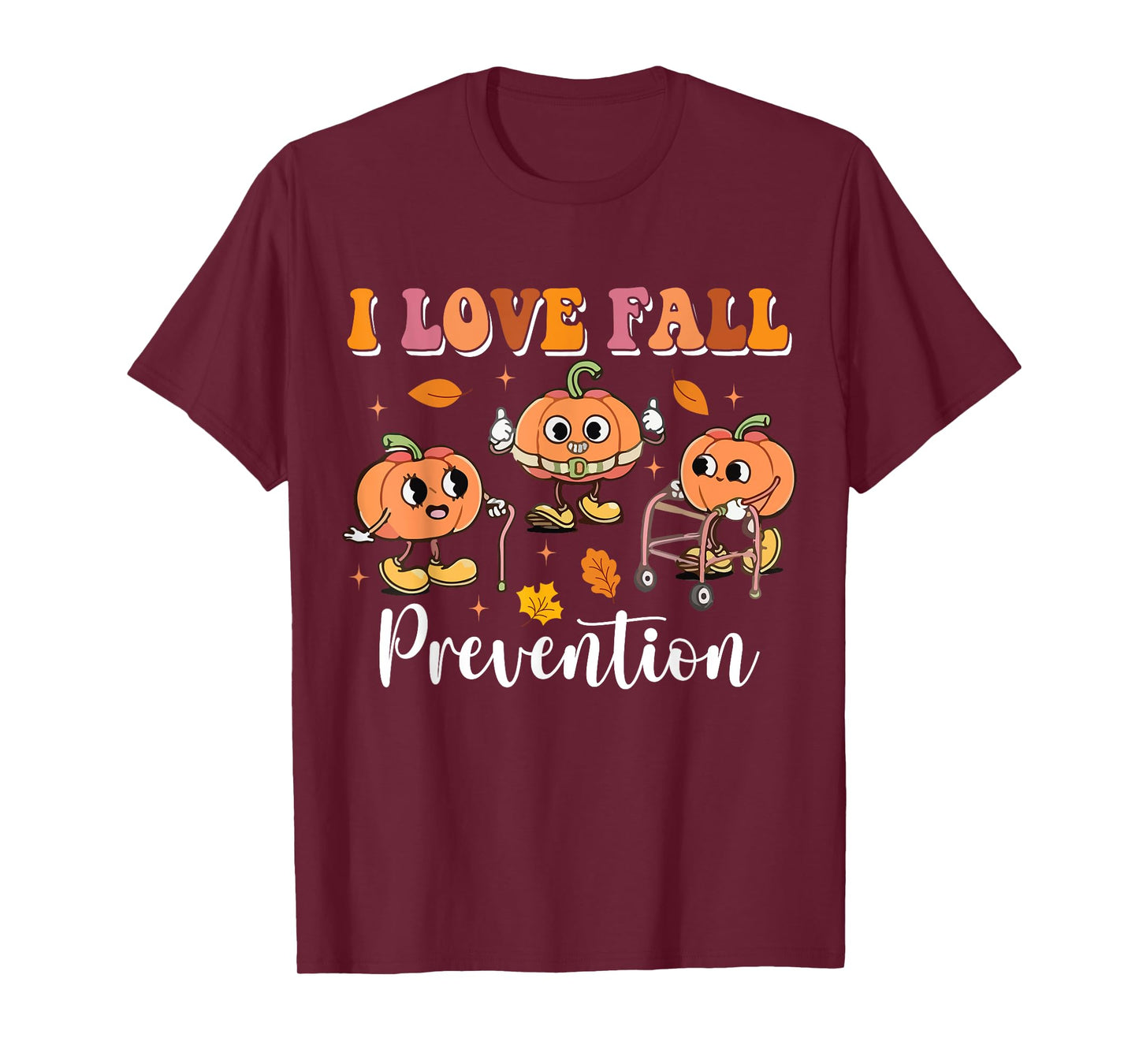 Groovy Retro I Love Fall Prevention Fall Physical Therapy T-Shirt