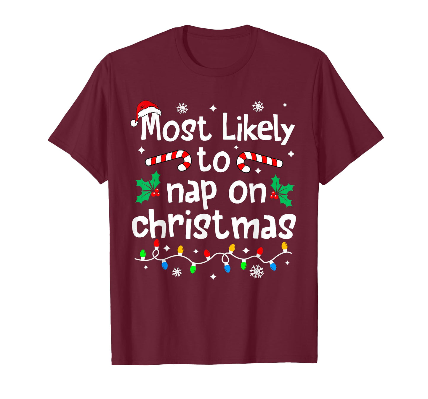 Most Likely to Nap On Christmas Christmas Matching Family T-Shirt