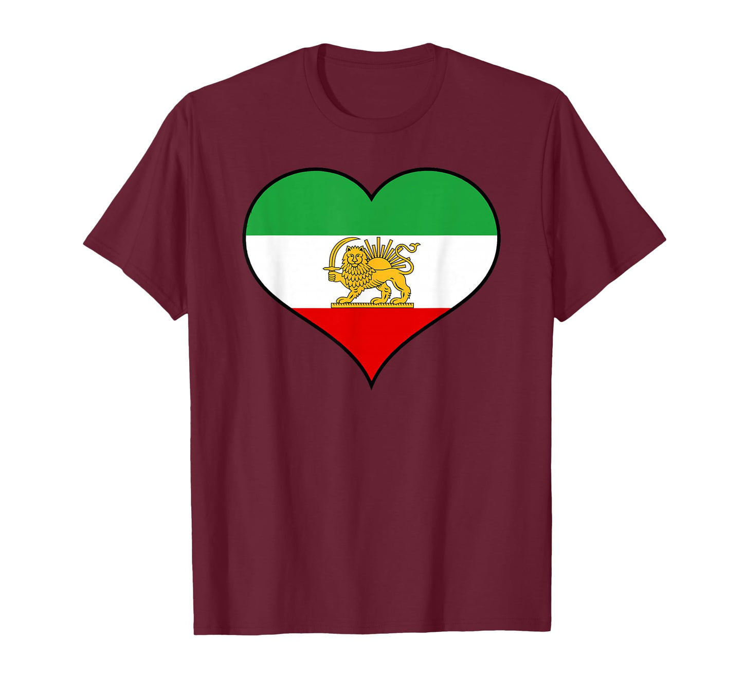 Iranian or Persian Flag Distressed Within Heart Shape T-Shirt