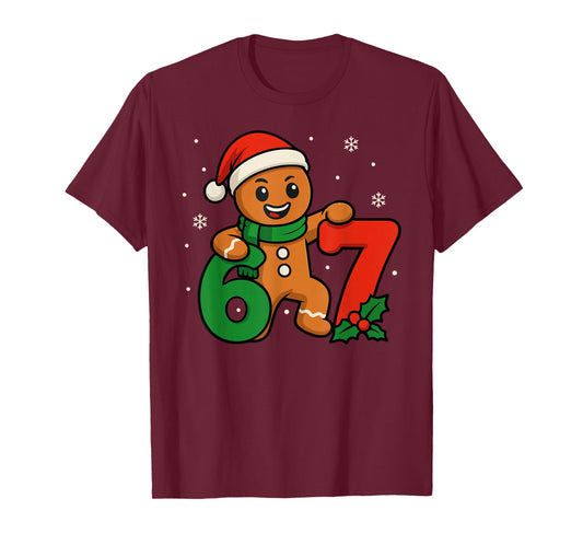 67 Christmas 6 7 Gingerbread 6-7 Meme Six Seven Boys Kids T-Shirt