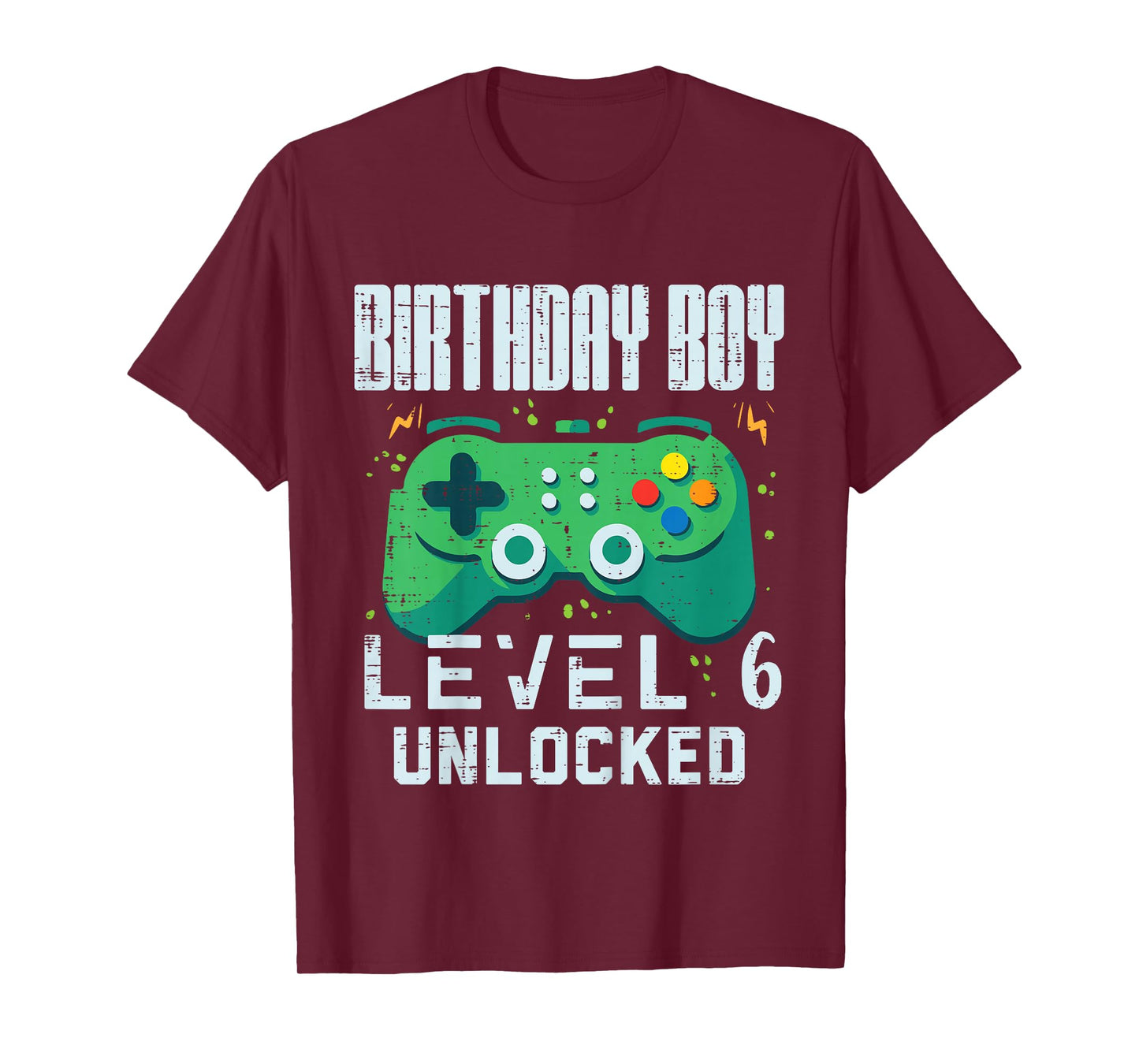 Birthday Boy Level 6 Unlocked Gamer Controller 6th Bday Boys T-Shirt