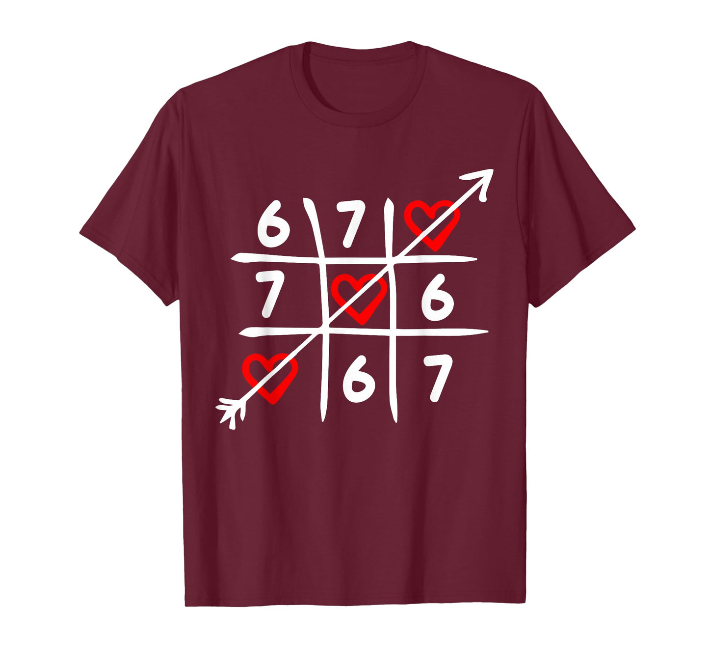 Six Seven 67 Meme 6 7 Valentines Day Heart Men Women Kids T-Shirt