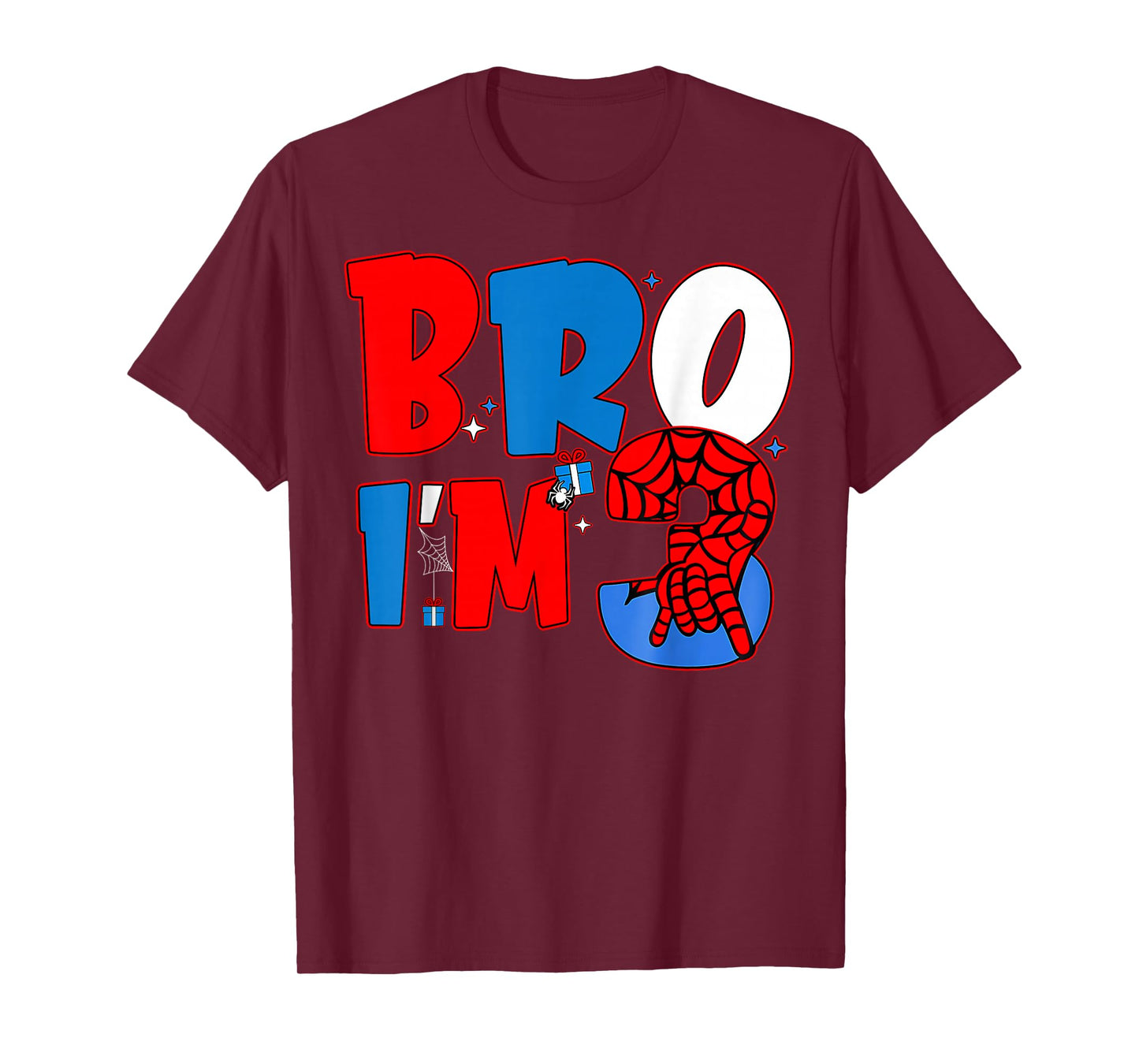 Bro I’m 3 Spider 3rd Spider Theme Party Boy Birthday T-Shirt