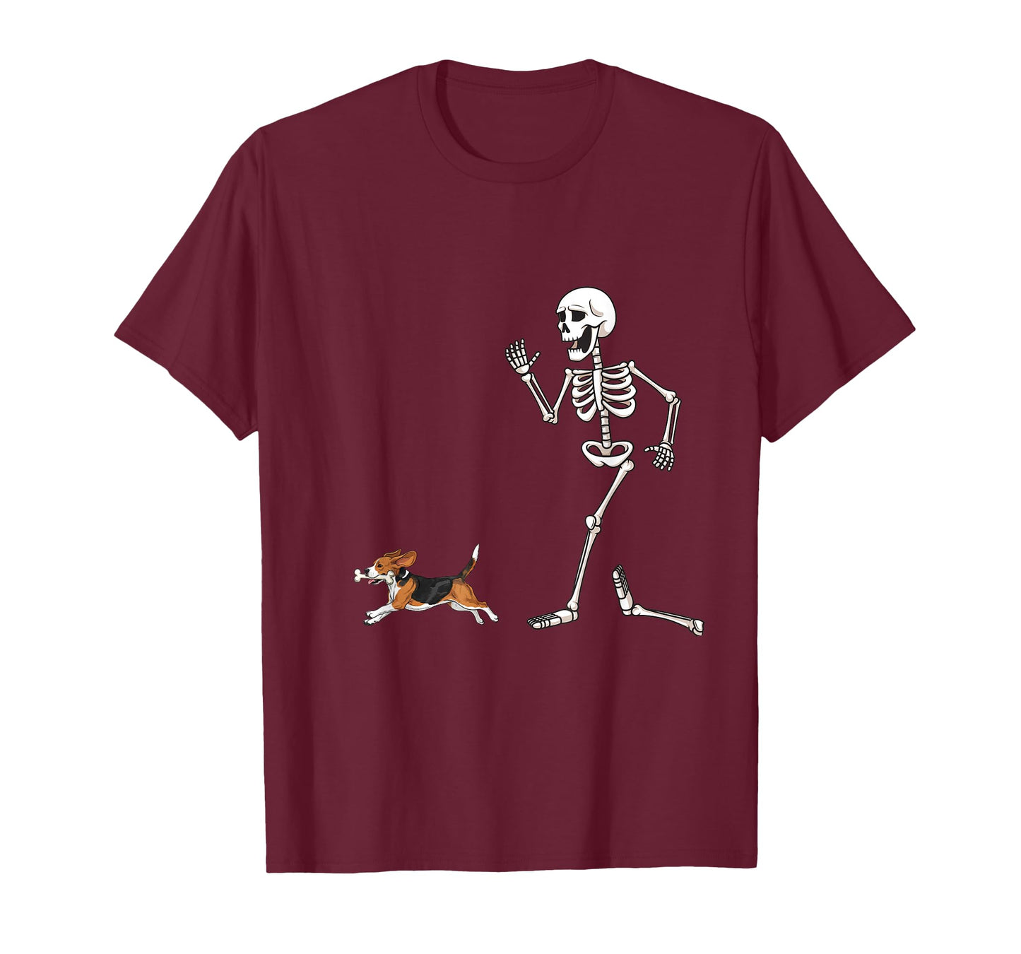 Funny Halloween Beagle and Skeleton T-Shirt