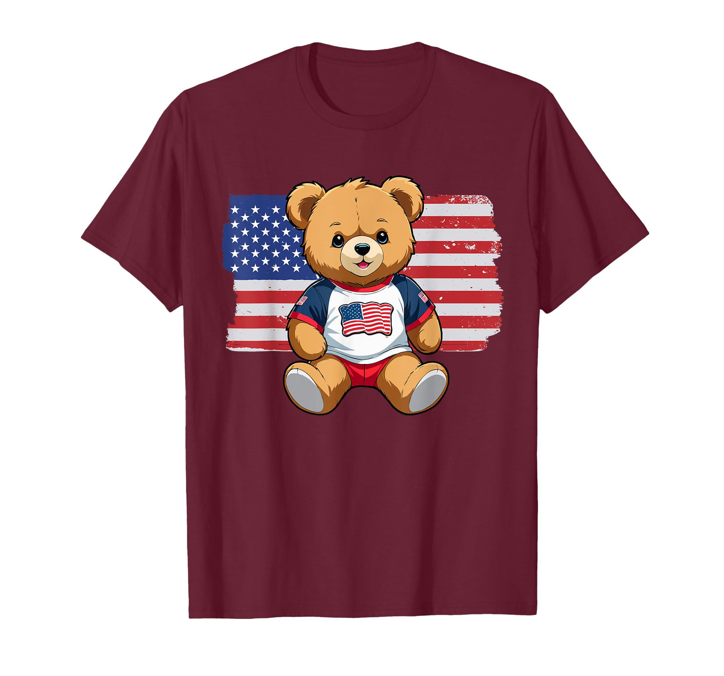 America US Flag Teddy Bear Patriot T-Shirt
