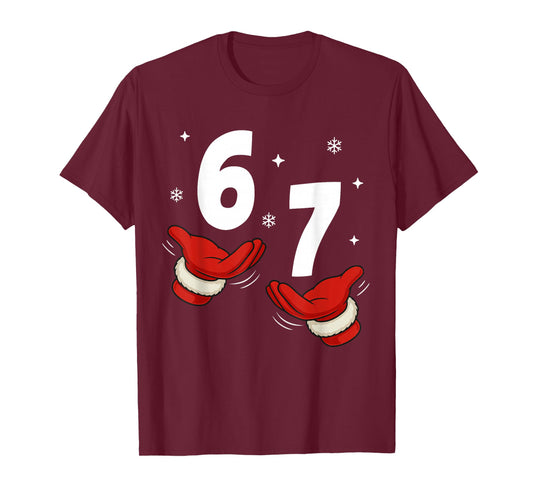 67 Christmas 6 7 Meme Hands 6-7 Pajamas Six Seven Kids Boys T-Shirt