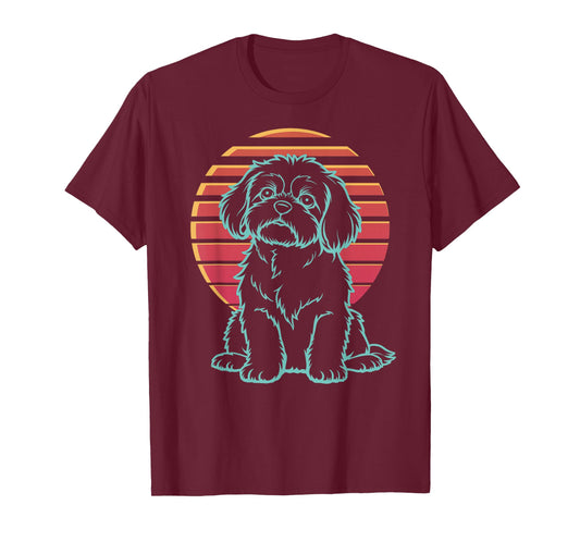 Shih Tzu Lover Dog Owner Retro Synthwave 80s T-Shirt