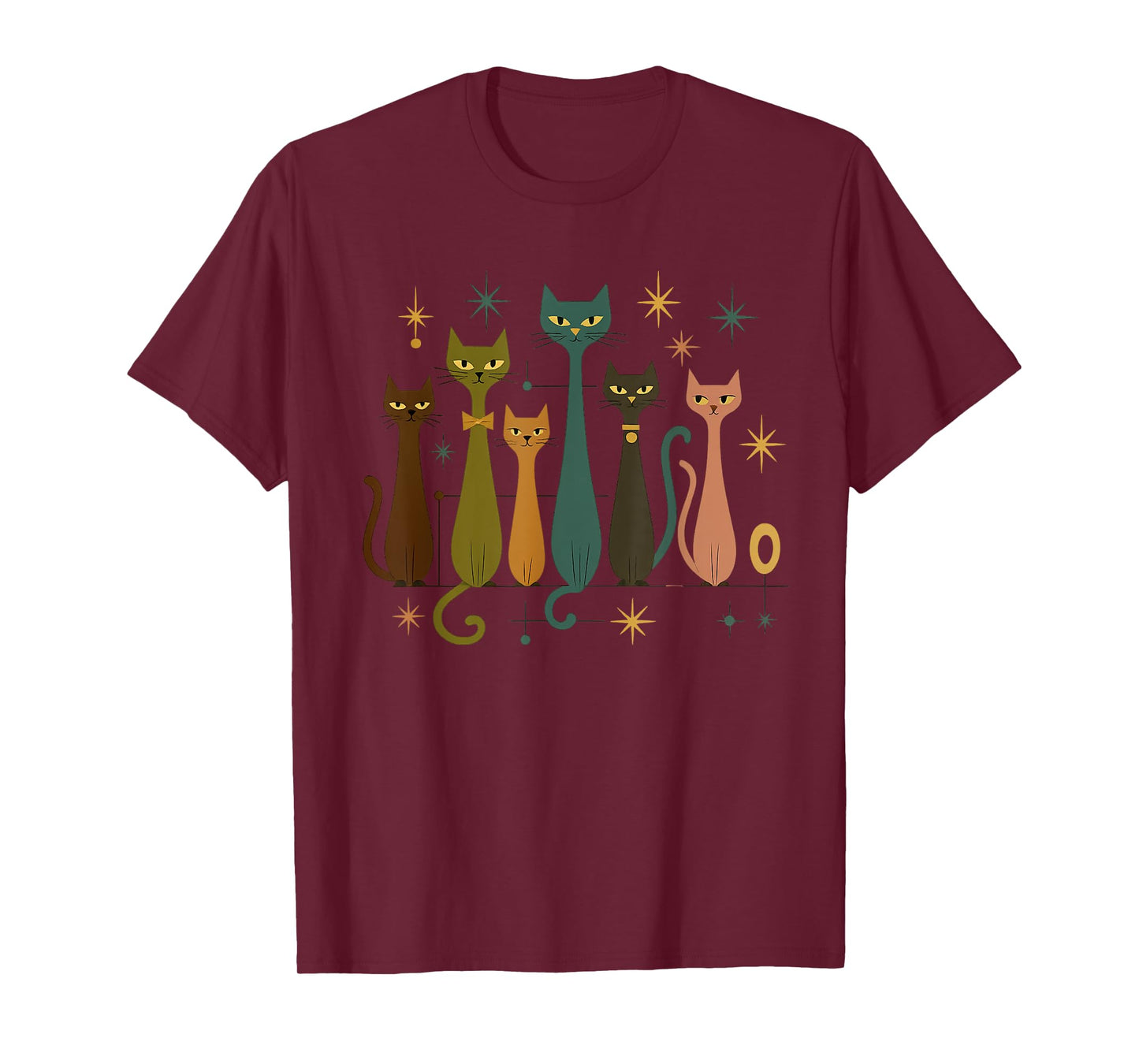 Mid-Century Modern Look Atomic Age 50s 60s Cat Shirt T-Shirt