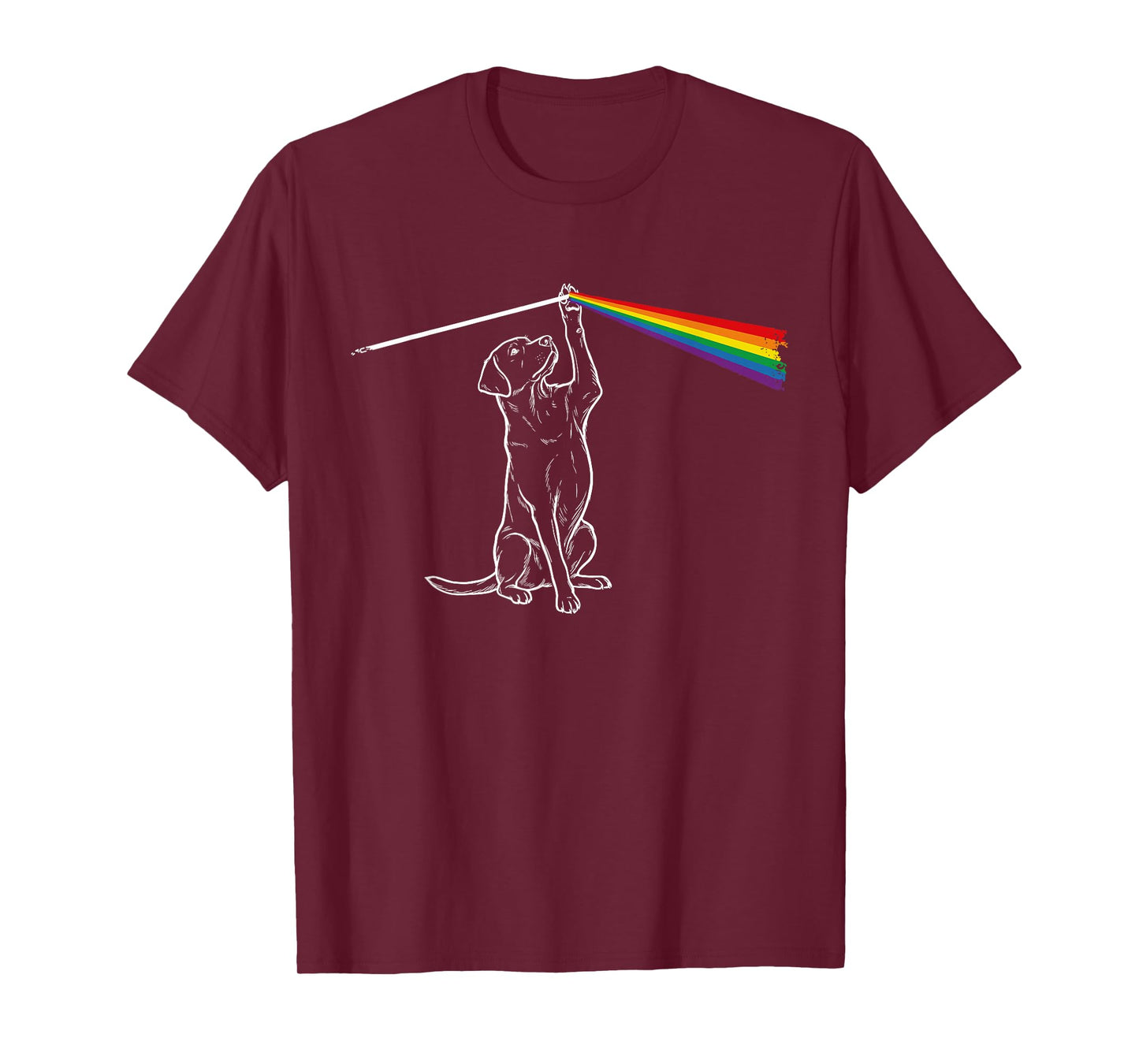 Playing with Light Dog Rainbow Men Kids Women T-Shirt