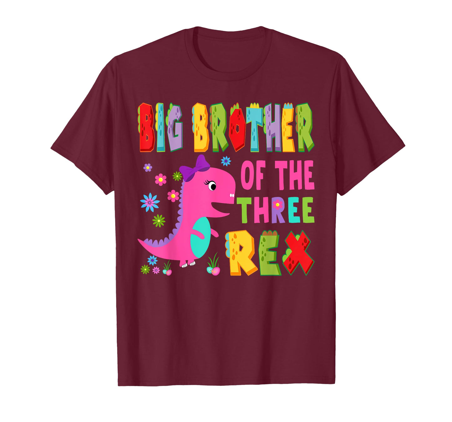 Big Brother Of The Three Rex 3Rd Birthday Boy Dinosaur T-Rex T-Shirt