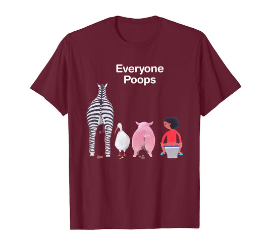 Everyone Poops Funny Zebra Pig Toilet Humor T-Shirt