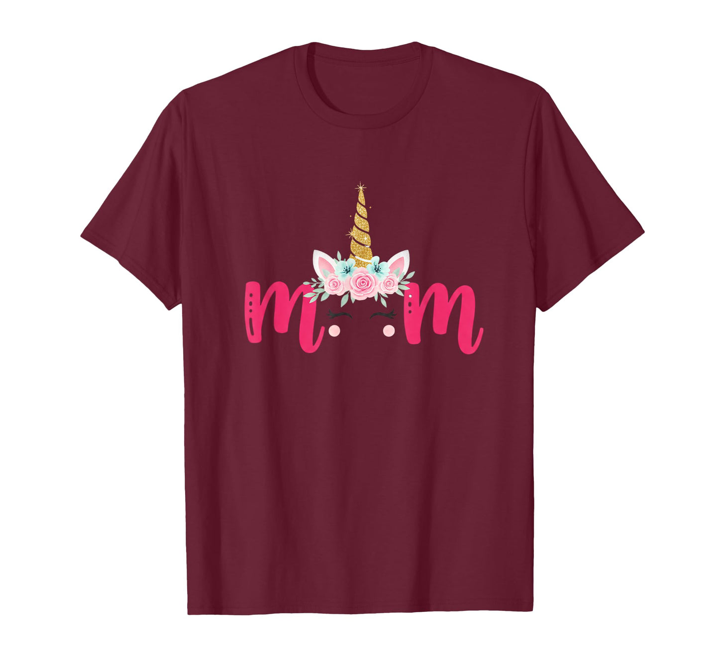 Mom Unicorn Floral Horn Mother's Day Birthday MatchingFamily T-Shirt