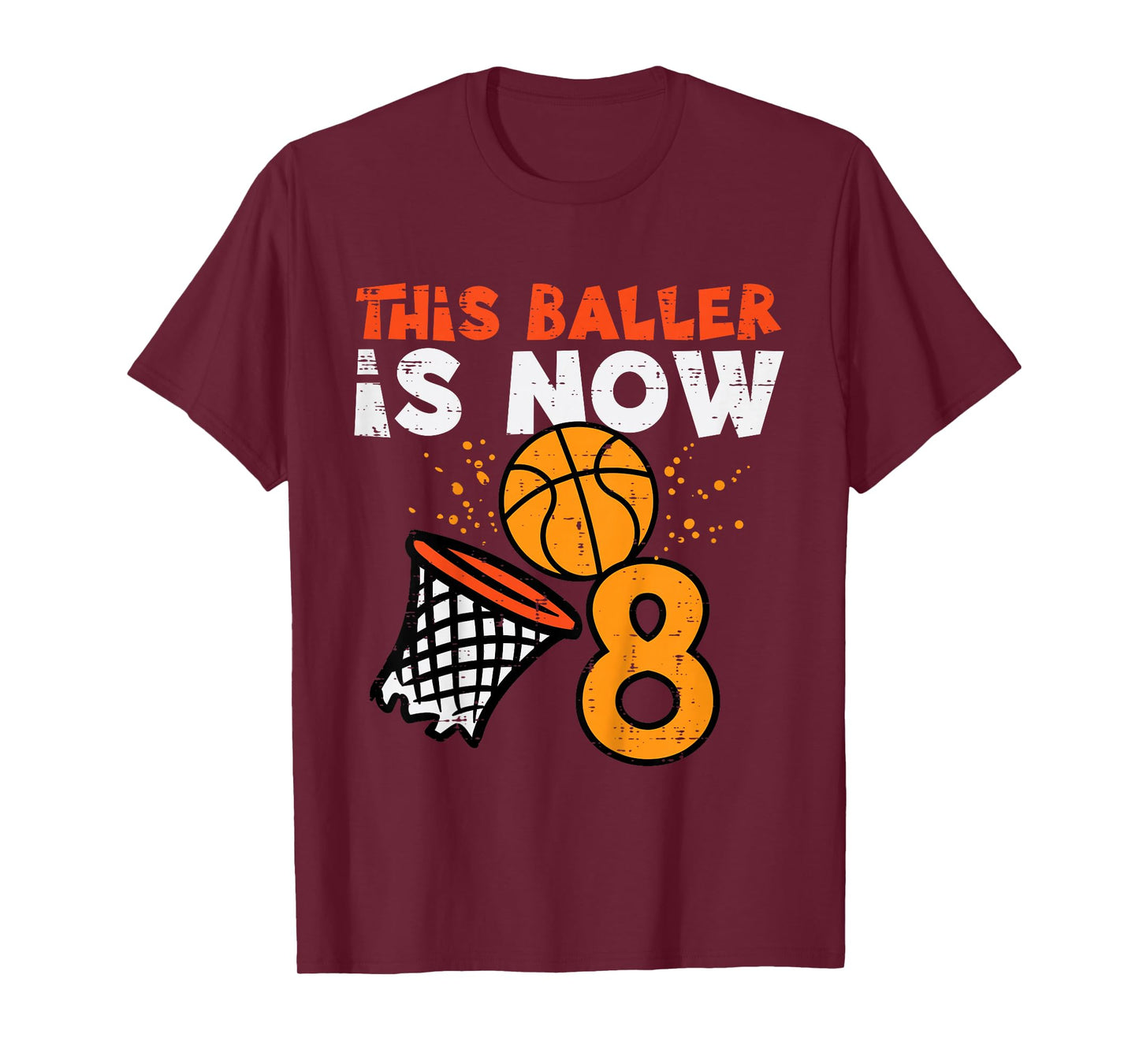 This Baller Is Now 8 Basketball 8th Birthday Bday Boys Kids T-Shirt
