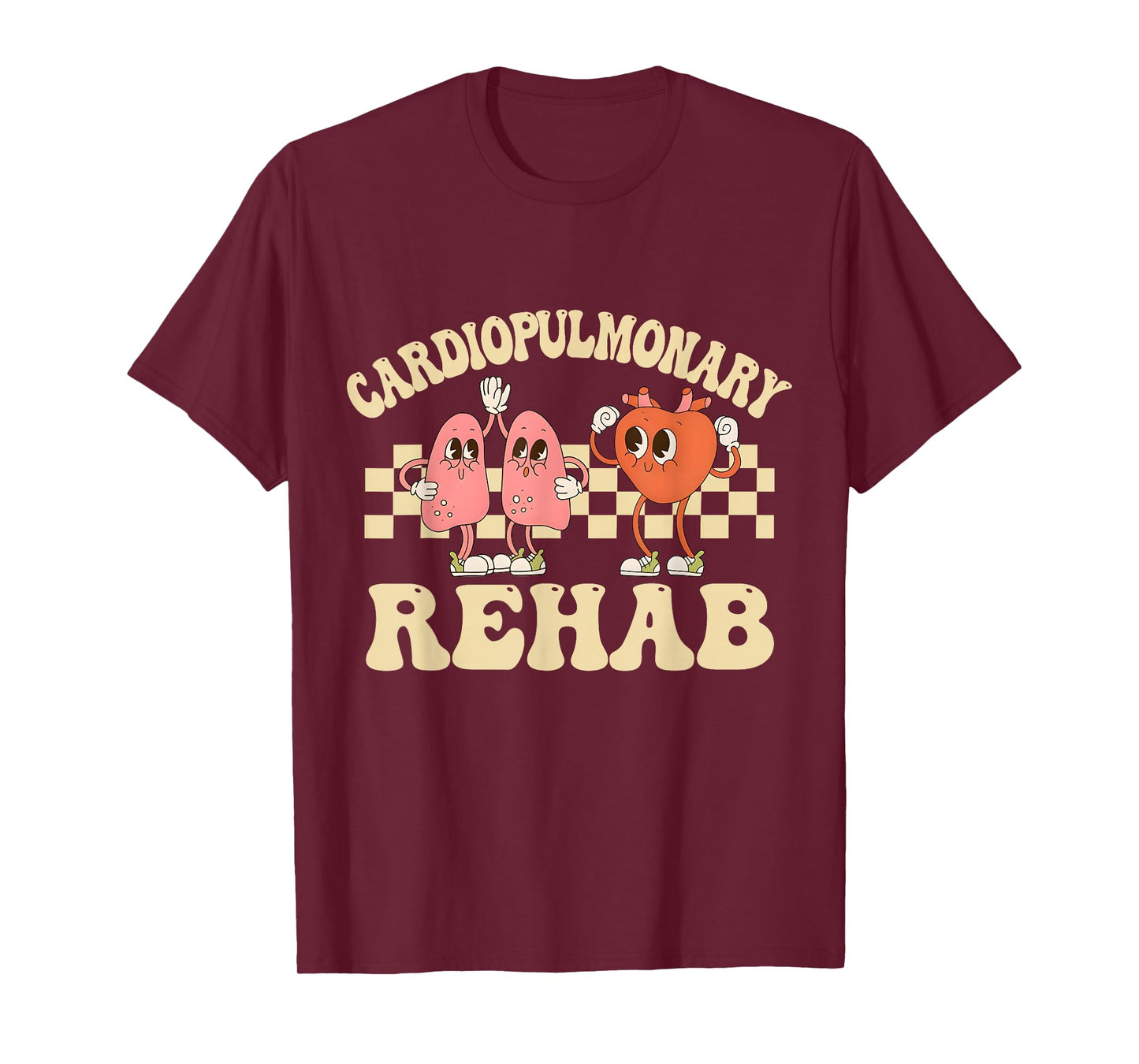 Retro Cardiopulmonary Rehab Nurse T-Shirt - Women's Healthcare Professional Black Heart Short Sleeve Crew Neck T-Shirt - Size 6 (US Medium)