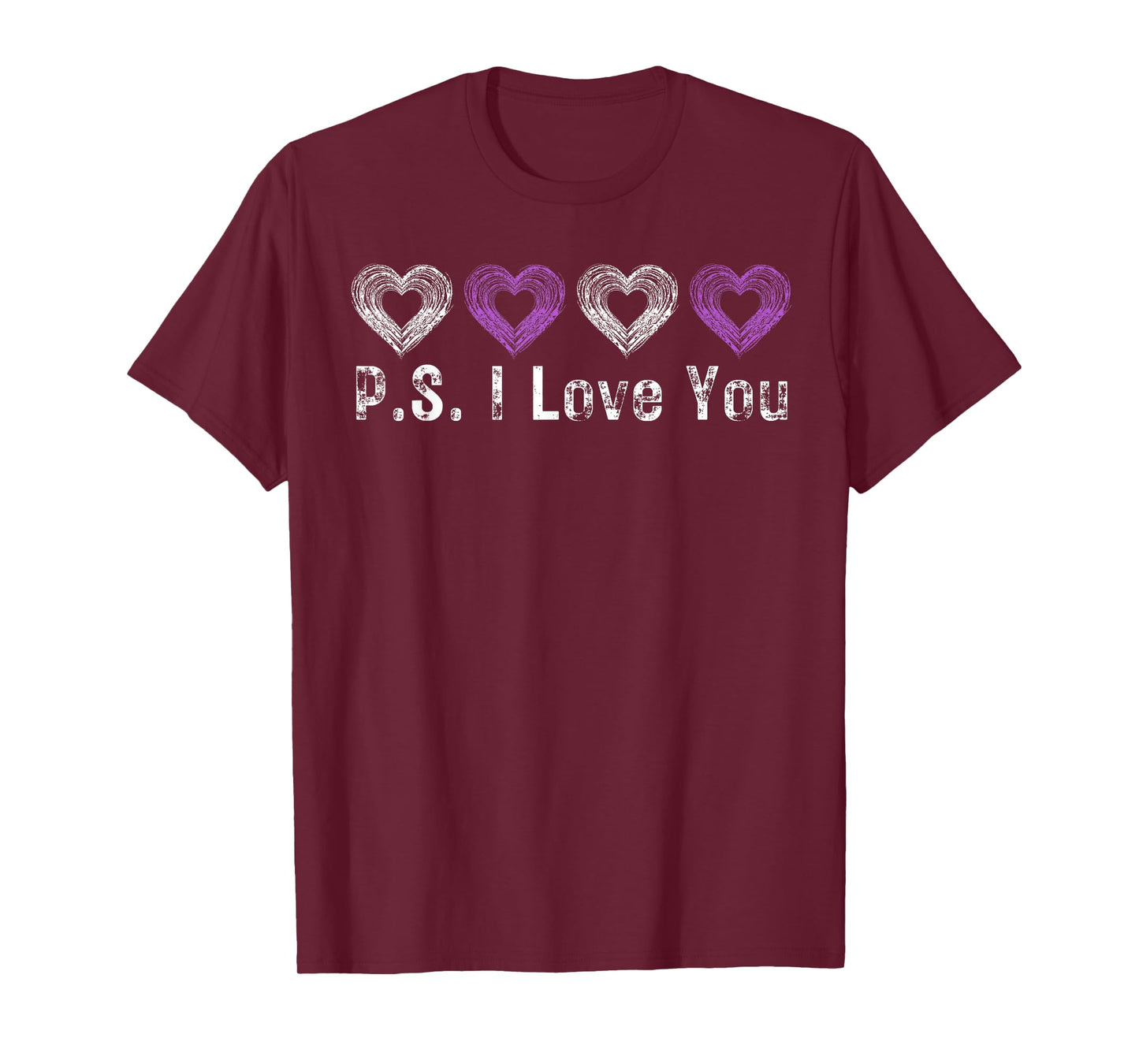 PS I Love You Day Valentine's Day Purple Heart Women Men Kid T-Shirt