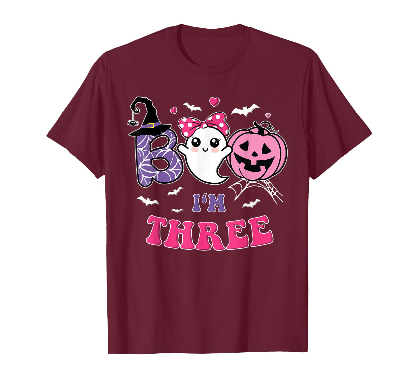 Groovy Halloween Ghost Boo I'm Three Year 3rd Birthday Girl T-Shirt