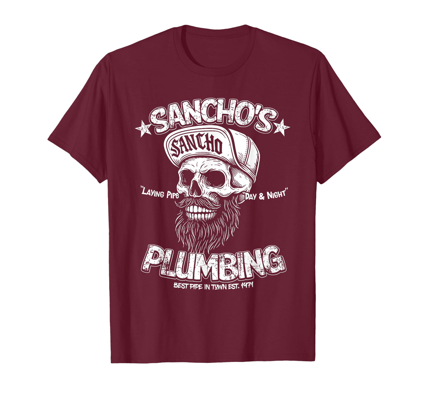 Sancho's Plumbing Laying Pipe Skeleton Plumber Funny T-Shirt