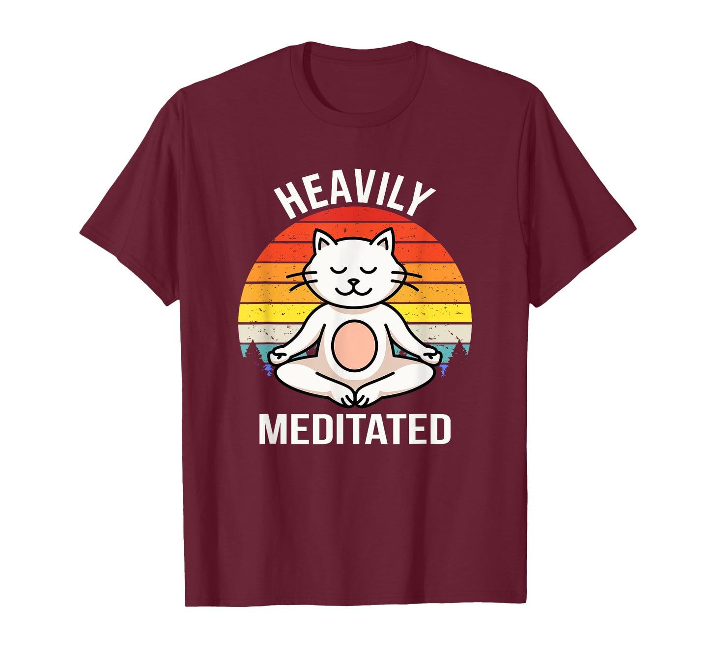 Heavily Meditated Yoga Meditation Spiritual Buddhist Cat T-Shirt for Men Women Kids