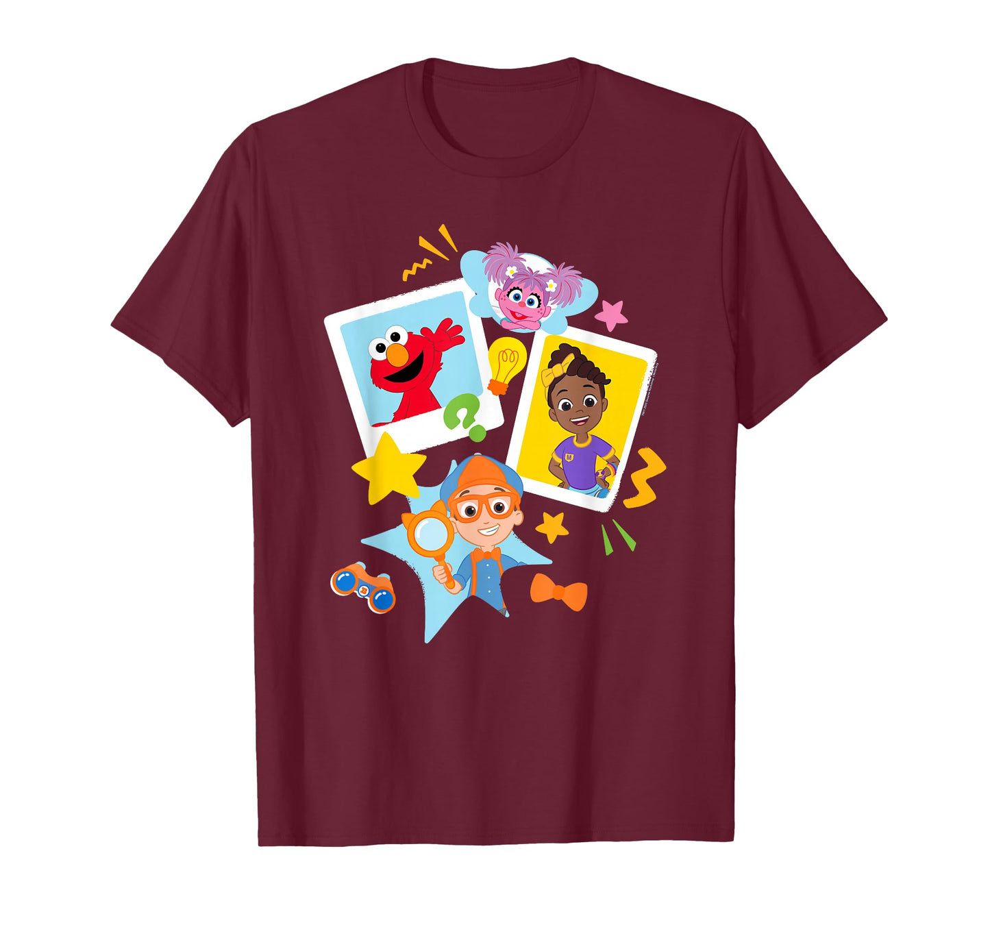 Blippi Sesame Street Cute Polaroid Portraits Collage T-Shirt