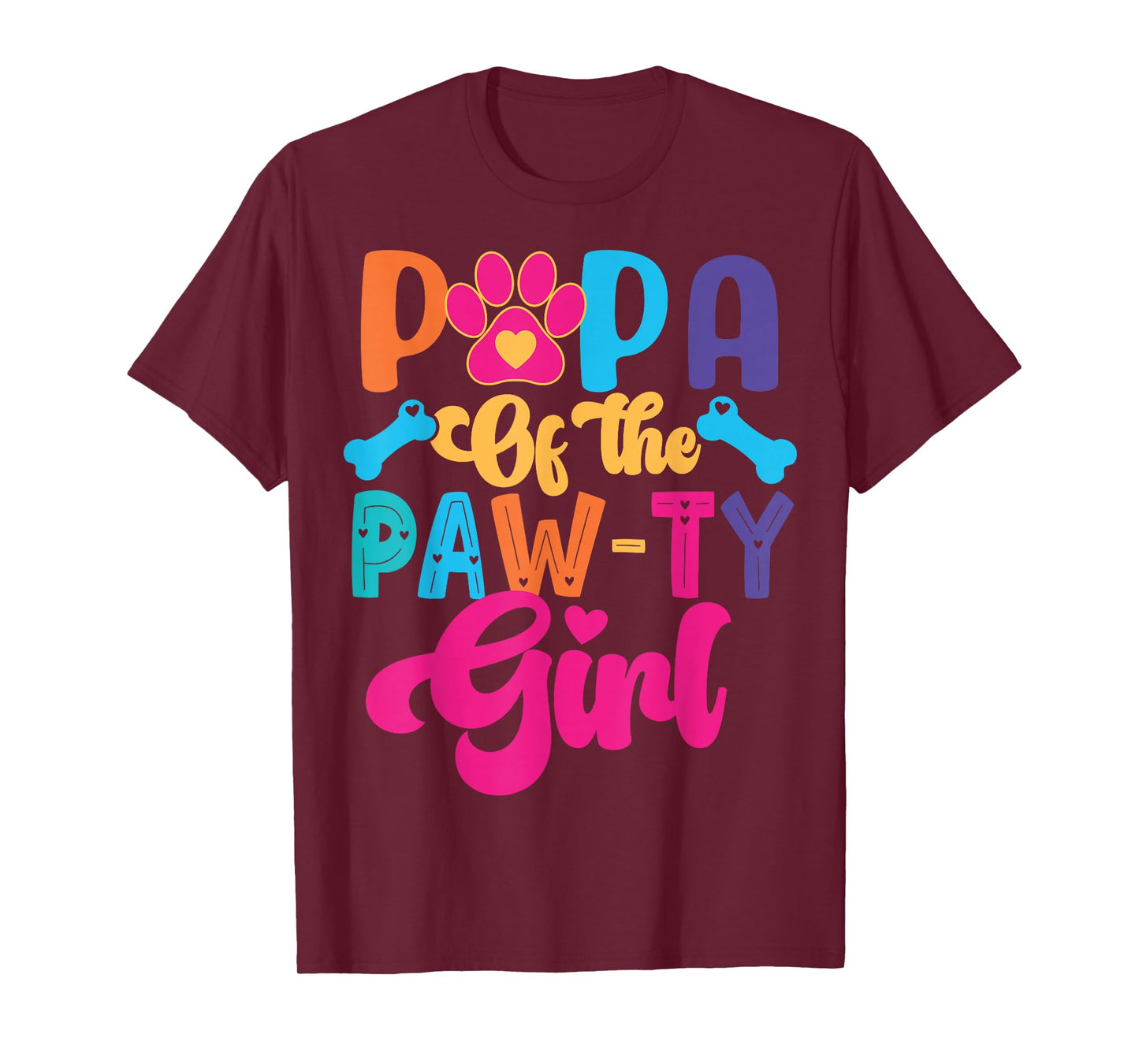 Papa Of The Birthday Girl Dog Paw Family Matching Party T-Shirt