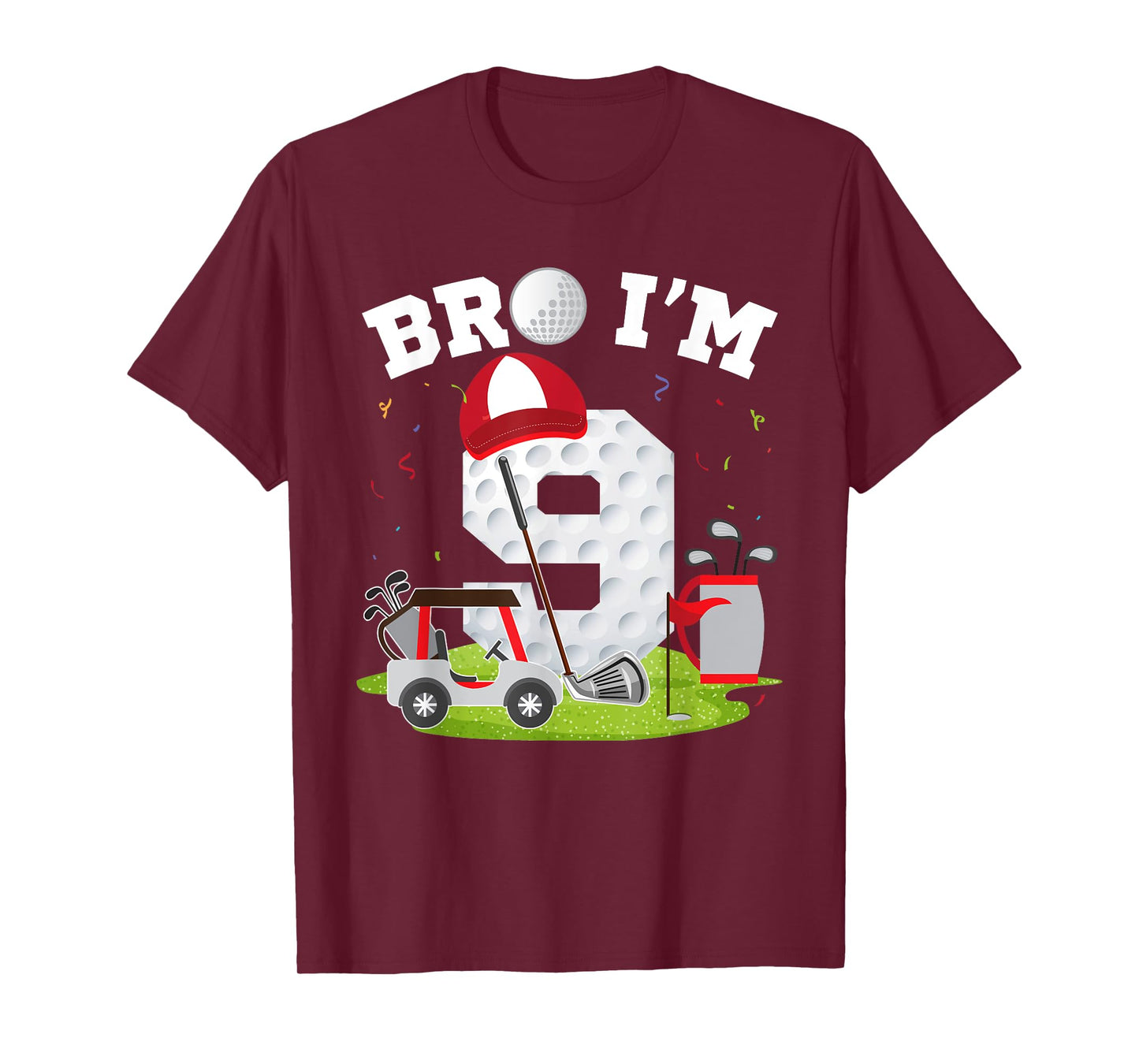 Bro I'm 9 Year Old Golf Theme 9th Birthday Golfer T-Shirt