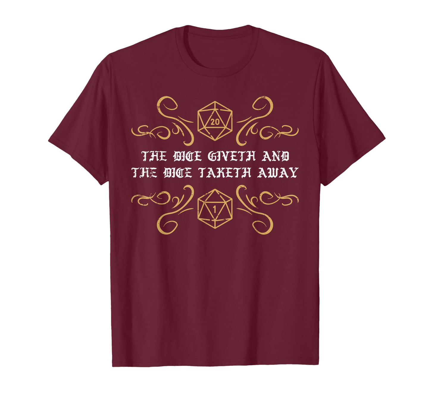 Gaming The Dice Giveth Taketh Away Funny Gamer Men Boys Kids T-Shirt