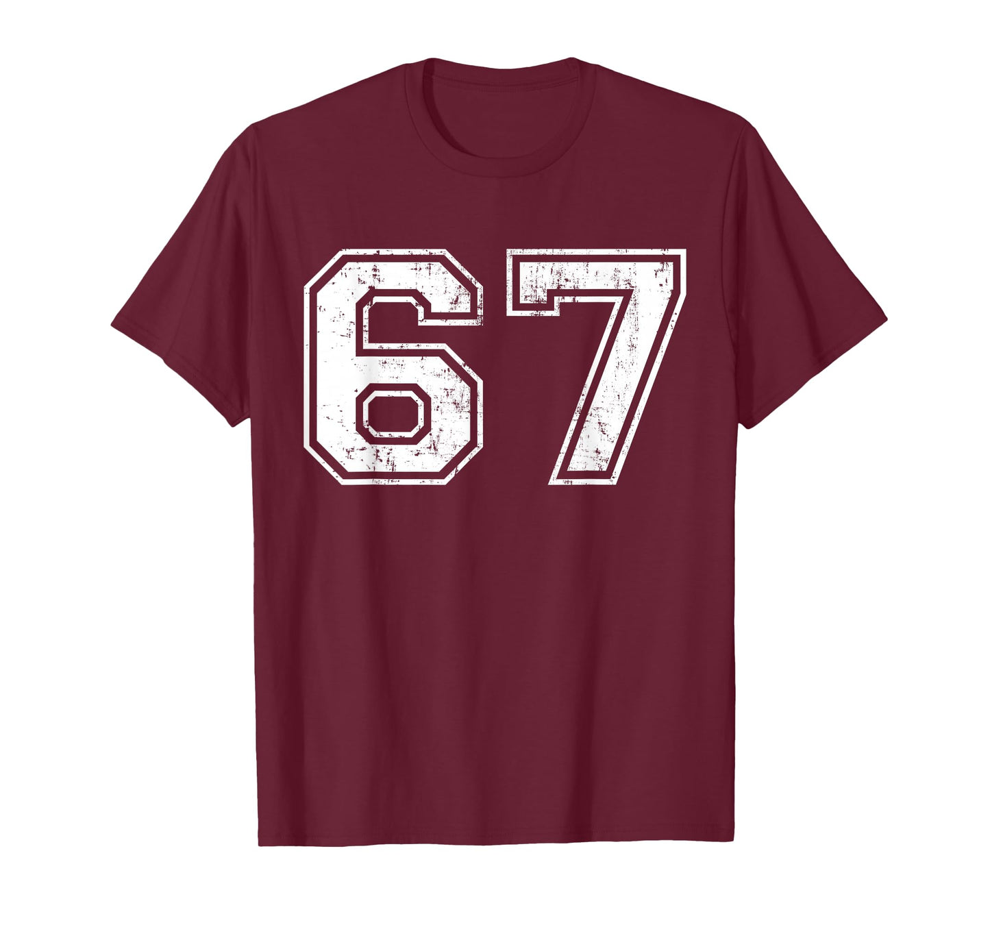 Number 67 Distressed Vintage Sixty Seven Sport Team Practice T-Shirt