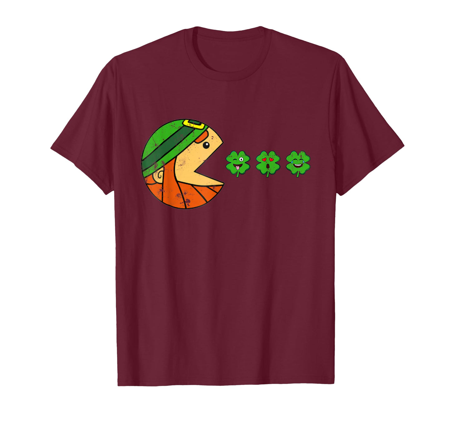 Leprechaun St Patricks Day Eating Shamrock Gamer Men Kids T-Shirt