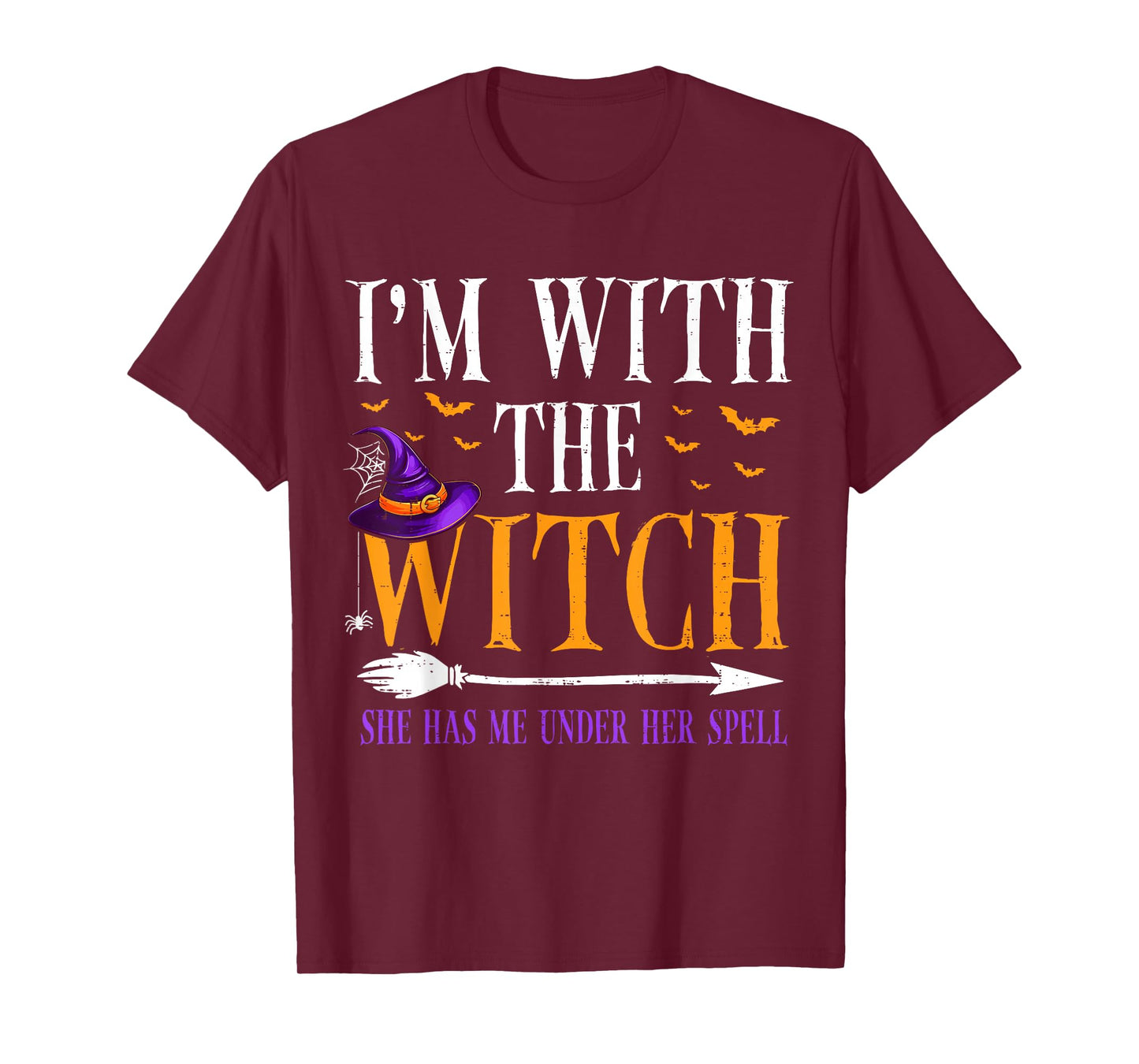 Funny Halloween Matching Couples Costume I'm with The Witch T-Shirt