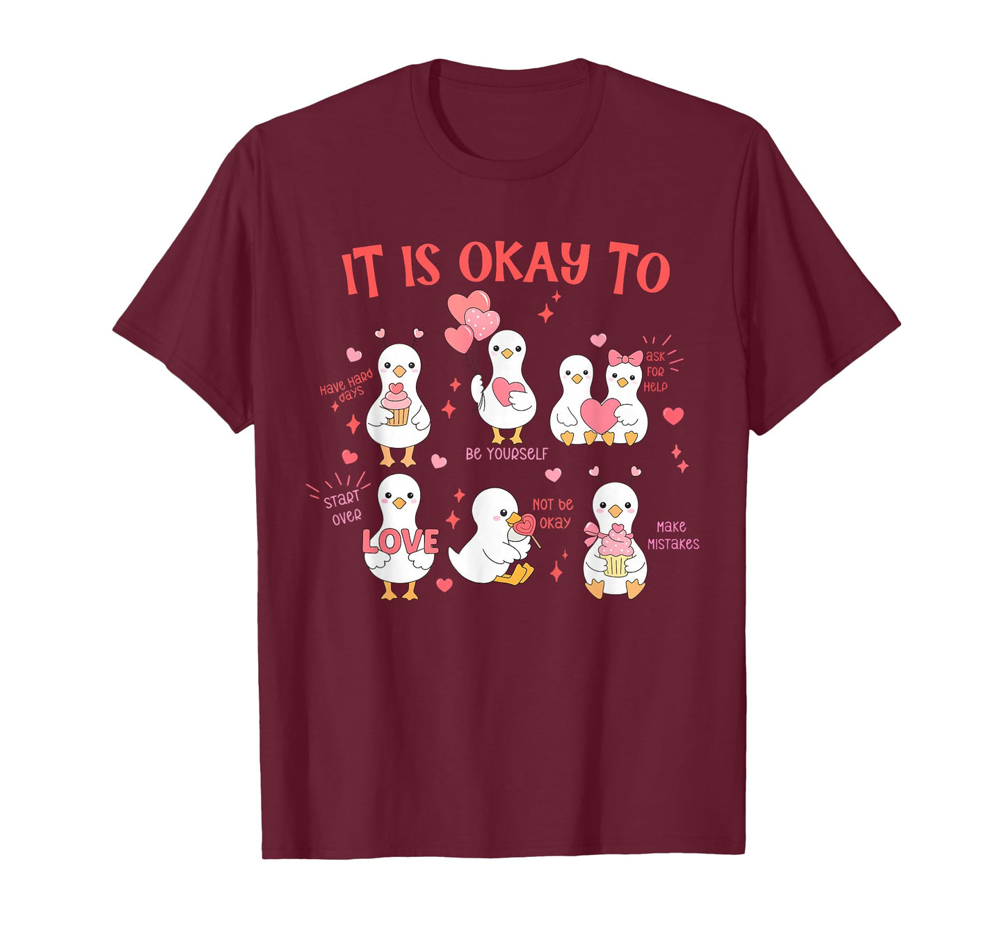 It's Okay to Mental Health Therapist Cute Goose Valentines T-Shirt
