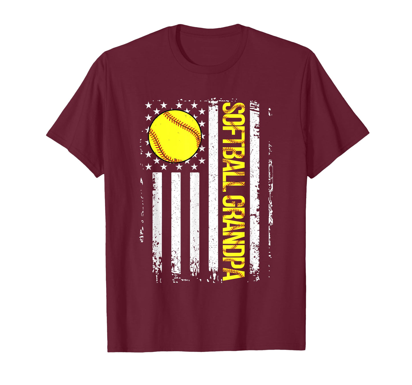 Softball Grandpa American Flag Vintage ic Game Day T-Shirt for Women Men