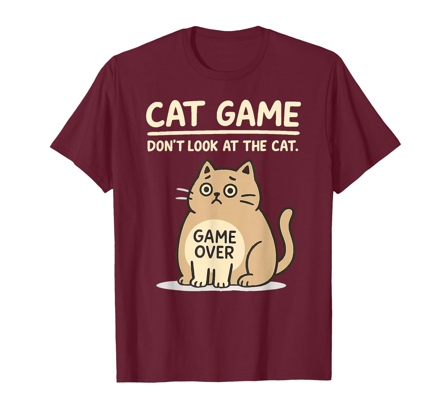 Cat Game Over Funny Cat Owner Hilarious Fat Retro Cat Meme T-Shirt