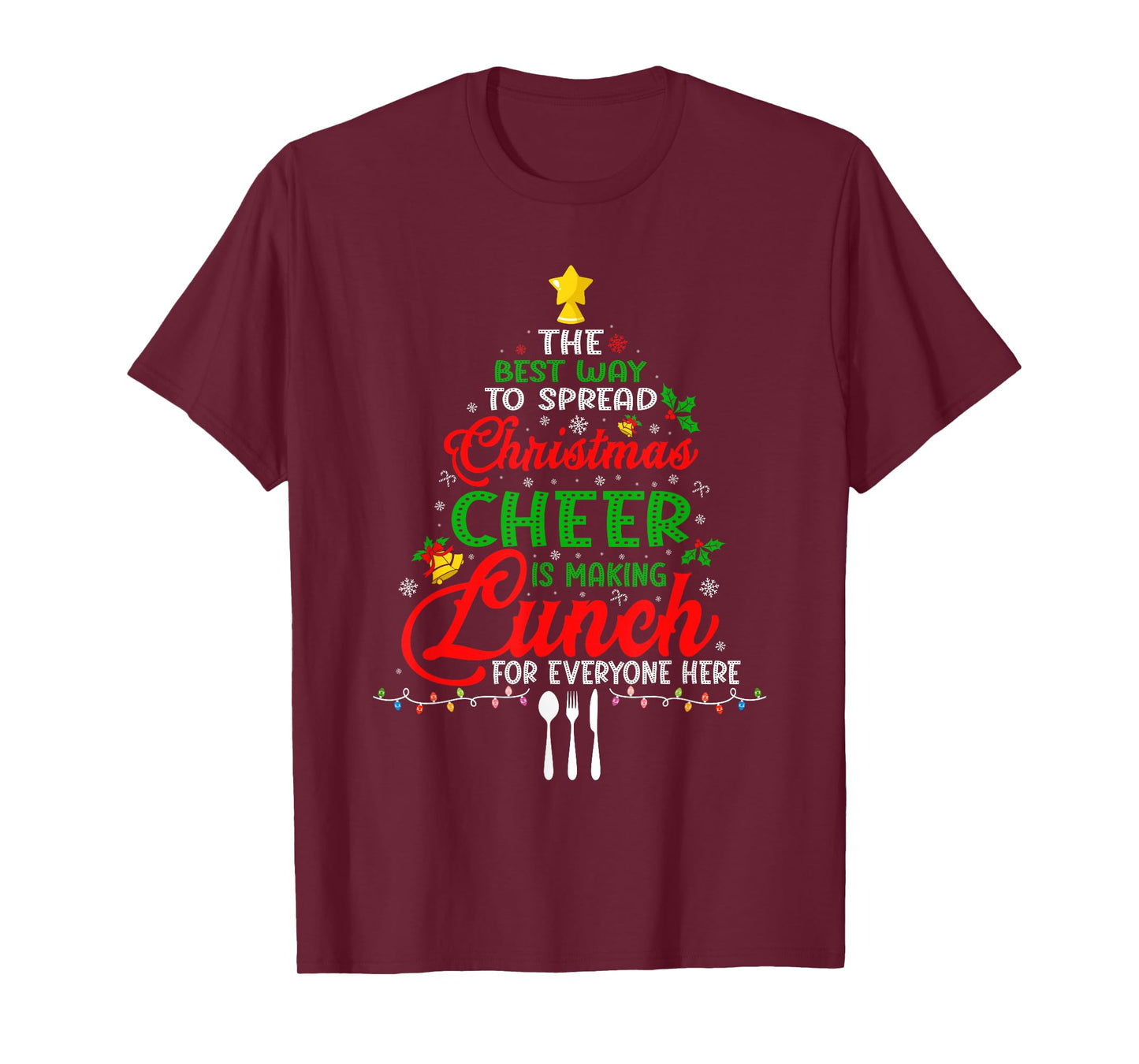 Lunch Lady Christmas XMas School Cafeteria Lunch Lady Tree T-Shirt